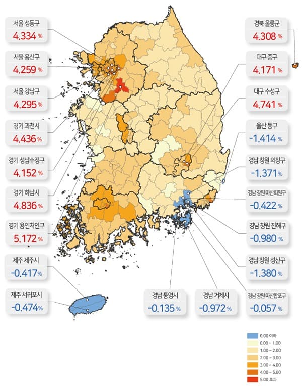 올해 땅값 상승률 세종 1위…이어 서울·광주·대구 순