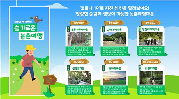 농식품부, 숲 트레킹과 캠핑 즐길 수 있는 ‘농촌체험휴양마을’ 6선 선정
