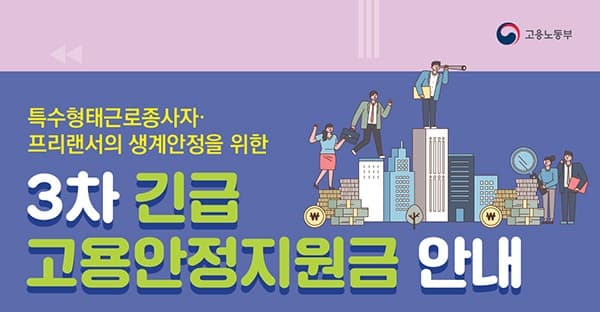 특고·프리랜서 3차 지원금 ‘1인당 100만원’  22일부터 신청