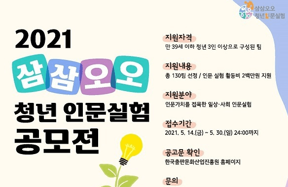 ‘삼삼오오 청년 인문실험’ 공모전…130개팀 선발 지원