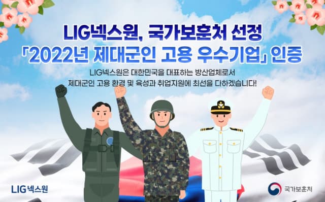 LIG넥스원, 2022년 ‘제대군인 고용 우수기업’ 선정