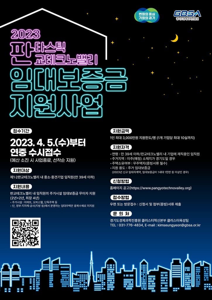 경기도, 판교테크노밸리 근로자에 임대보증금 3천만 원 무이자 지원