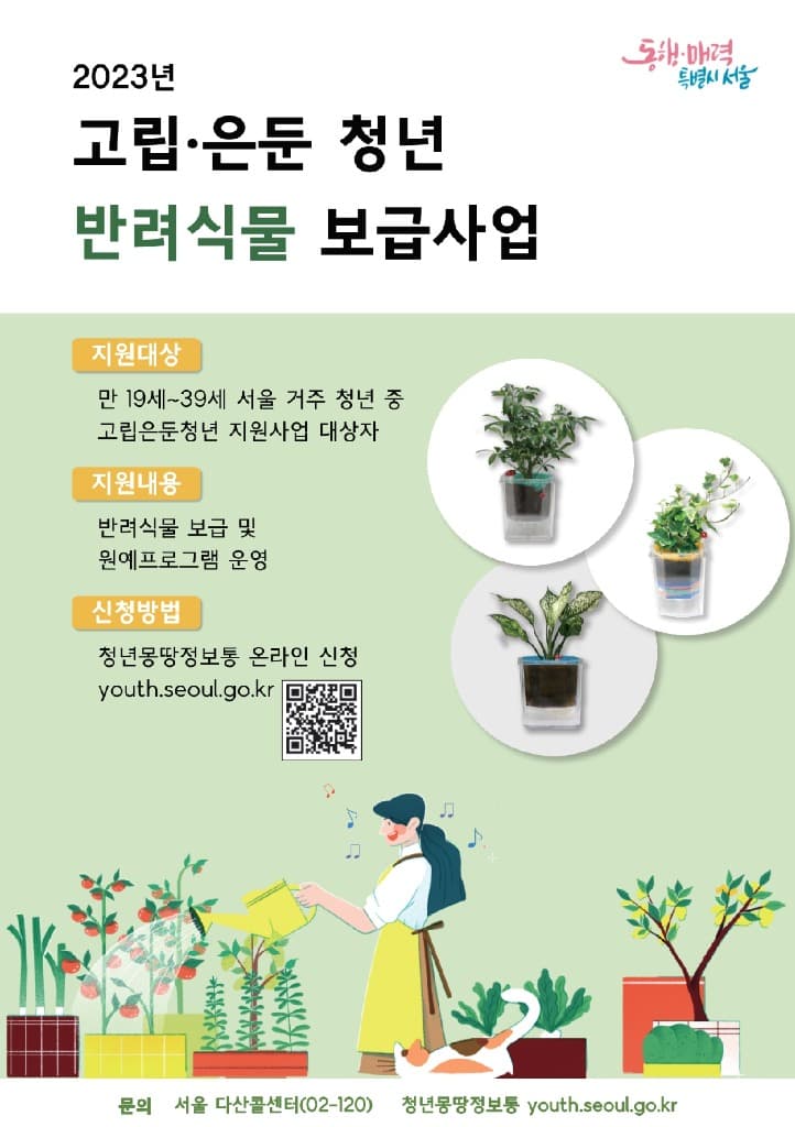 서울시, 고립·은둔 청년 500명에 정서안정·사회적응 돕는 반려식물 보급