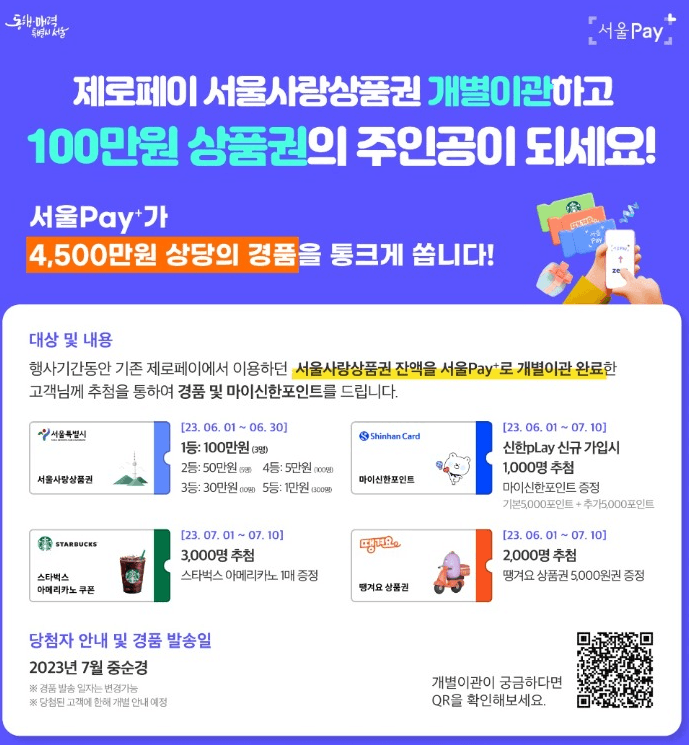제로페이 서울사랑상품권 서울페이로 옮기면?…추첨 통해 서울사랑상품권 최대 100만원 지급