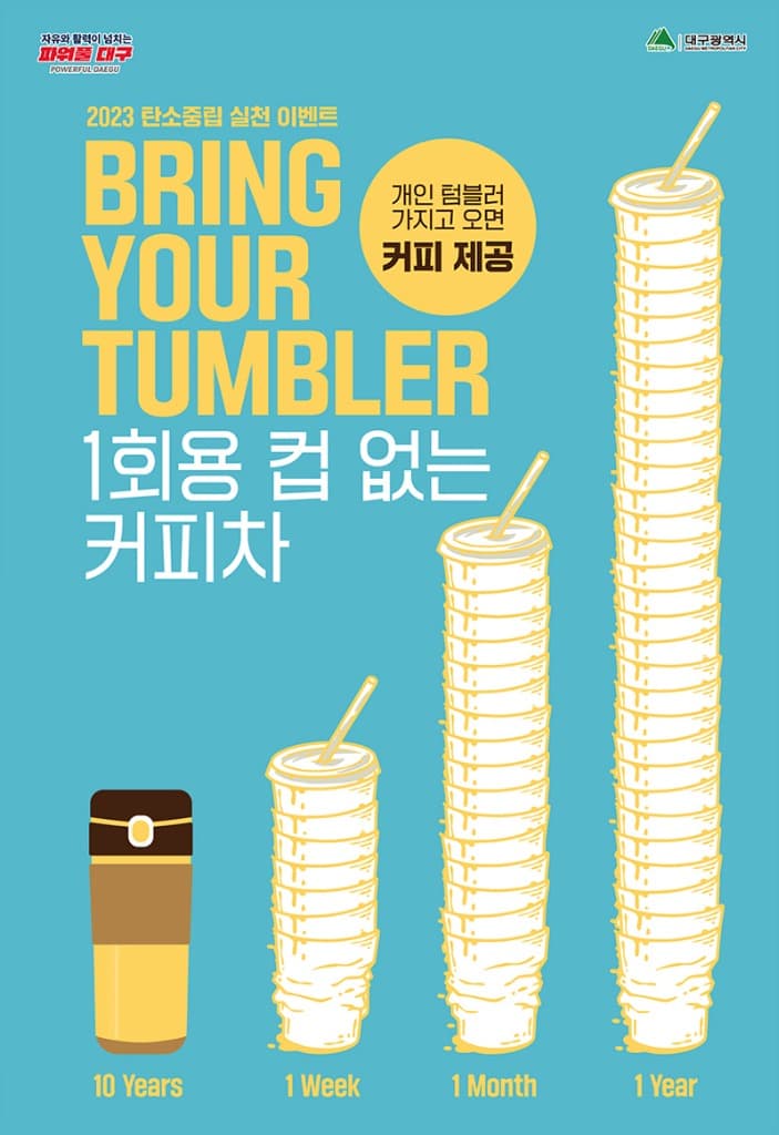 대구광역시, 탄소중립 실천 이벤트 ‘1회용 컵 없는 커피차’ 운영