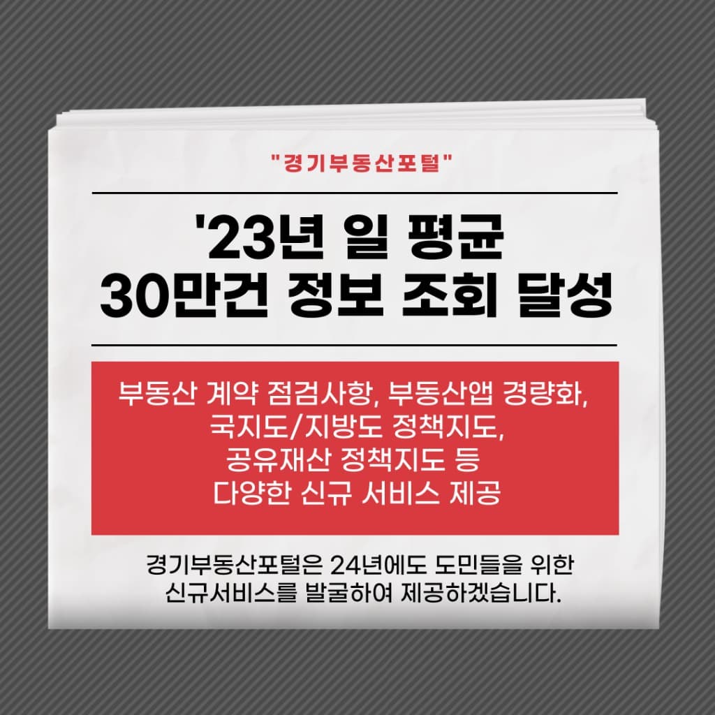 경기부동산포털, 2023년 조회수 1억 넘어. 다양한 부동산 정보 제공