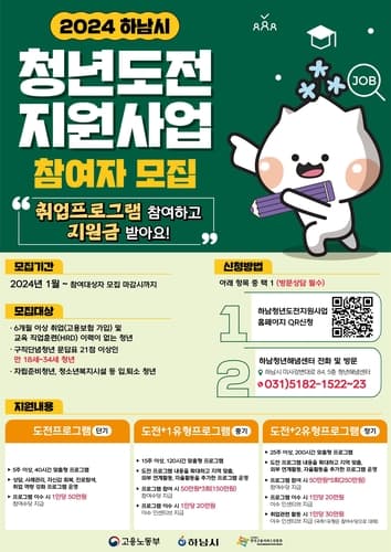 하남시, 청년도전 지원사업 참여자 모집