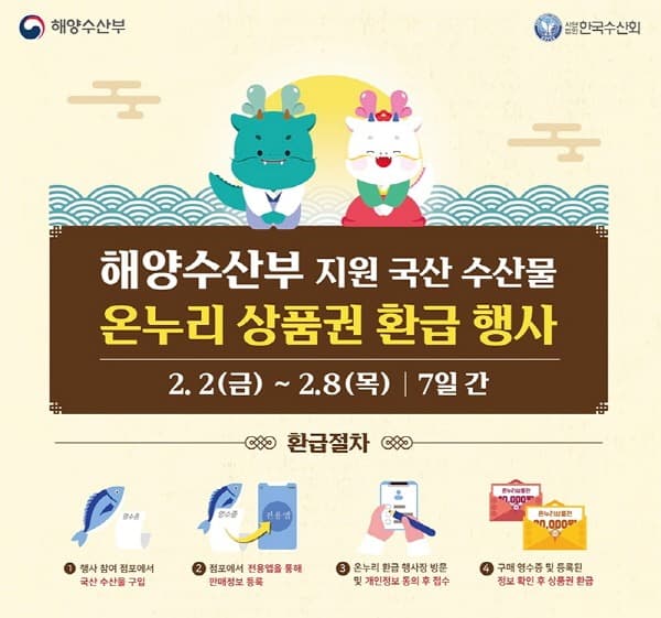 대구도매시장에서 국내산 수산물 사시면 온누리상품권 드려요!