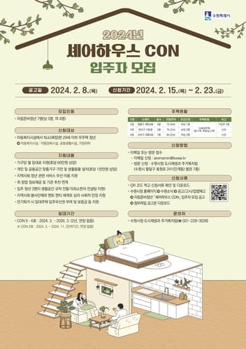 수원시, '셰어하우스 CON' 입주할 자립준비청년 모집