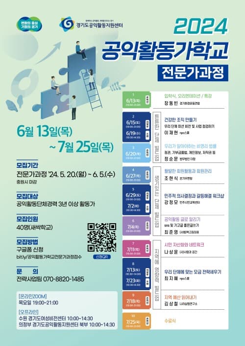 경기도공익활동지원센터, 튼튼한 공익단체운영을 위한 전문가과정 모집