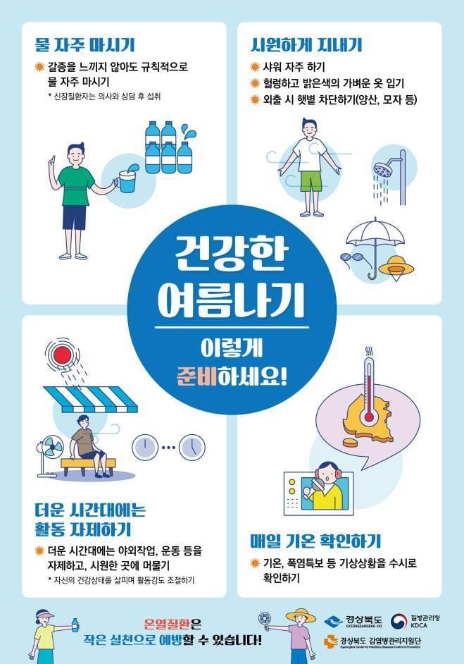 여름철 온열질환 응급조치, 건강수칙 알아두세요~