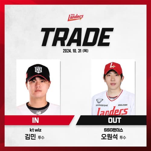 SSG랜더스, KT위즈와 1대1 트레이드 단행