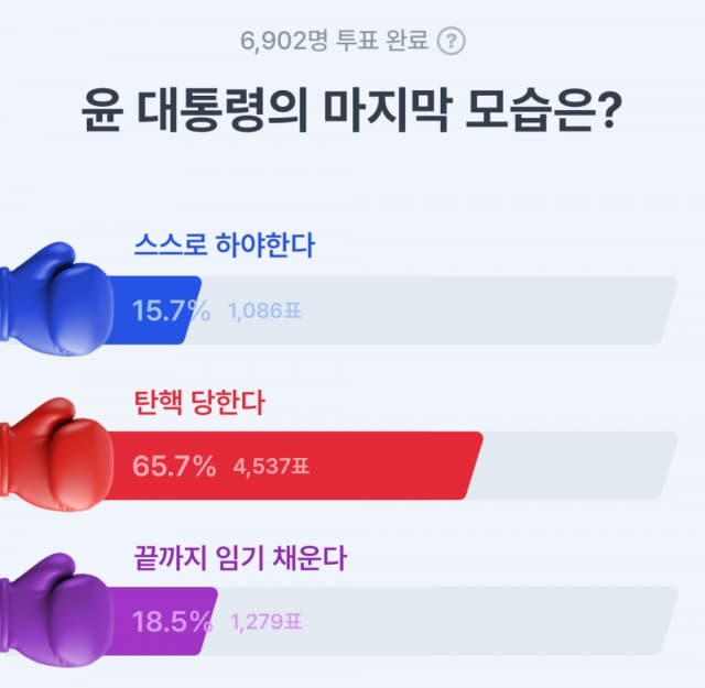 아하 커뮤니티 앱 토론 결과, 윤석열 대통령 하야·탄핵 81% 찬성