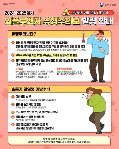 예방접종·방역 수칙 준수로 독감 예방해요!