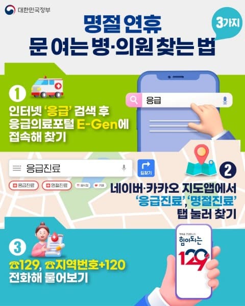 설 연휴 문 여는 병의원·약국 'e-gen'에서 확인하세요