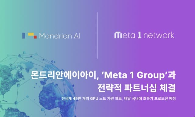 몬드리안에이아이, 글로벌 기업 Meta1 그룹과 전략적 파트너십 체결