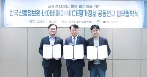 네이버페이, 한국신용정보원-NICE평가정보와 ‘금융권 데이터 활용 활성화를 위한 공동연구’ MOU 체결