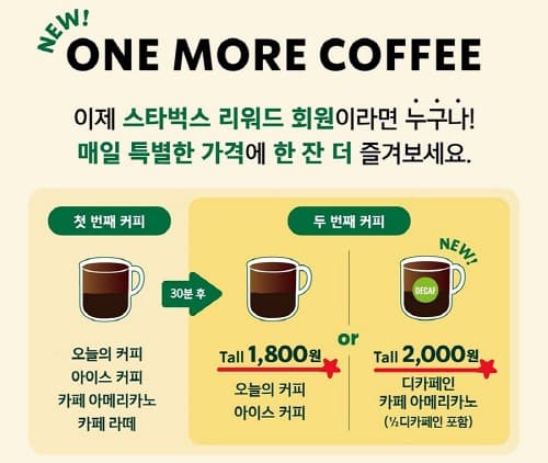 스타벅스, ‘원 모어 커피’ 정규 론칭하며 전 회원 대상 서비스 확대