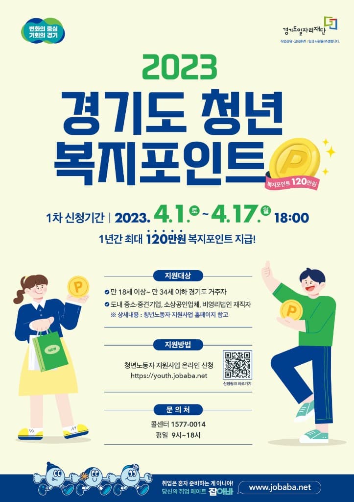 경기도, 연간 120만 원 ‘청년 복지포인트’ 1차 참여자 1만2천명 모집